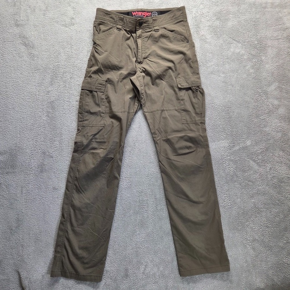 Wrangler Pants Mens 32X34 Tan Cargo Straight All Terrain Gear Hiking Outdoor